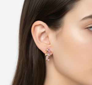 Boucles d'oreilles clous mignonnes en forme de hippocampe, plaqué or 18 carats, argent 925, bijoux pour femme à porter au quotidien - Product Image 4