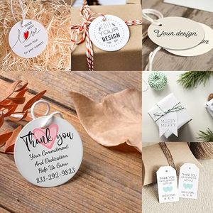 Custom Round Paper Hang <b>Tags</b> With Twine String Eco-Friendly Matte Finish For Garment Labeling UV Printed Design - Product Image 6