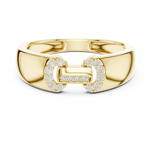 Luxury Diamond Buckle <b>Ring</b> for Men Yellow Gold Finish <b>Iced</b> Out Statement Band Wedding Jewelry Gift Style - Product Image 4