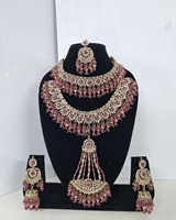 Parure de bijoux de mariée indienne exclusive, collier choker lourd pour mariage, collier ethnique traditionnel avec boucles d'oreilles, mang tika et ensemble de bijoux Pasa