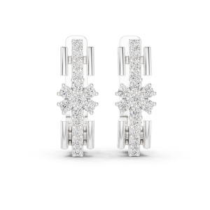 Boucles d'oreilles créoles Bali en argent sterling 925 avec zircon rond double taille, bijoux modernes et chics pour femmes - Product Image 1