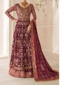 Traje Anarkali largo hasta el suelo con bordado de melocotón, estilo indio pakistaní, Shalwar Kameez, vestido de fiesta nupcial - Product Image 6