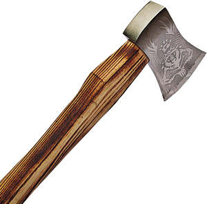 Hache de survie multi-usage artisanale en acier industriel à haute teneur en carbone, manche en bois de rose, cuir, 1,5 kg - Product Image 3