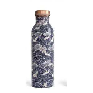 <b>Custom</b> Printed Copper <b>Water</b> <b>Bottle</b> Japanese Wave Design Sports Drink <b>Bottle</b> with Leak-Proof Copper Lid for Corporate Gifts - Product Image 1