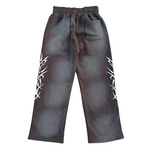 Wholesale <b>Mens</b> Wide Leg <b>Printed</b> <b>Trousers</b> Custom Drawstring Elastic Waist Contrast Side Graphic Back Patch Pocket Streetwear Bulk - Product Image 1