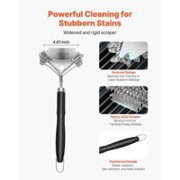 Brosse et grattoir de nettoyage pour barbecue en acier inoxydable de 17 pouces, sans poils, outils de nettoyage de qualité supérieure