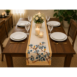 100% Cotton Printed <b>Table</b> <b>Runner</b> | Botanical Leaf Pattern <b>Dining</b> <b>Table</b> <b>Runner</b> | Decorative <b>Table</b> Linen for Home & Events - Product Image 2