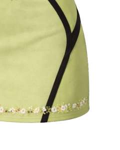 Ensemble jupe deux pièces vert clair personnalisé pour femme, haut court sans manches, mini-jupe taille haute avec bordure florale, tenue d'été extensible et tendance - Product Image 6