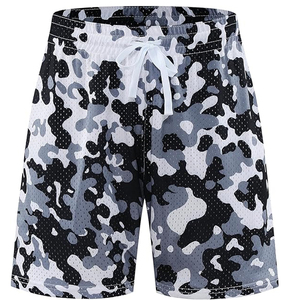 Pantalones Cortos Deportivos Unisex de Lona Gruesa con Estampado Camuflaje, 5 Pulgadas de Entrepierna, Resistentes al Viento, Estilo Urbano, con Logotipo Frontal y Cordón Ajustable - Product Image 3