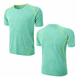T-shirts pour hommes en coton vert menthe, tricotés sur mesure, manches courtes, respirants, séchage rapide, coupe athlétique, vêtements de sport. - Product Image 1