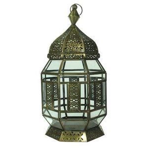 Iron <b>Lantern</b> With Intricate Floral Cutouts For Home Decoration Heat Resistant <b>Candle</b> Holder - Product Image 1