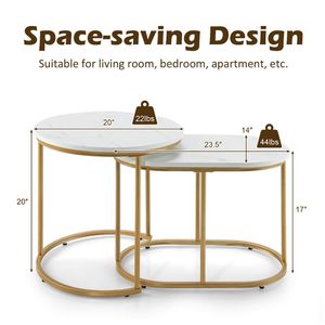 Set di Tavolini da Caffè Moderni con Effetto Marmo e Design Impilabile - Product Image 6