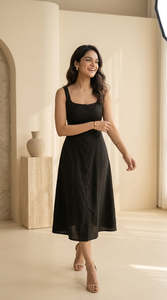 Maxi en denim de coton noir boutonné pour femmes - Product Image 2