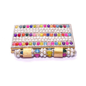 Carnet de notes luxueux indien artisanal en laque perlée et pailletée avec stylo assorti pour offrir en cadeau, magnifique carnet perlé en forme de cœur - Product Image 6