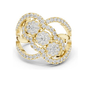 Yellow Gold Diamond Cluster <b>Ring</b> Round Brilliant Cut Luxury Women's Engagement <b>Ring</b> - Product Image 4