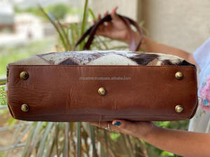 Nouveau élégant vrais cheveux faits à la main sur cacher fourrure cuir soirée sacs fourre-tout femmes sacs à bandoulière haute qualité Patchwork sacs à provisions - Product Image 5