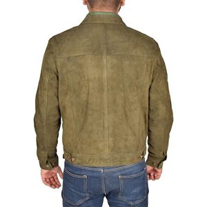 Blouson en cuir pour homme, réversible, imperméable, respirant, coupe-vent, écologique, col montant, hiver, vert/olive, daim - Product Image 1