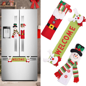 Ensemble de housses de poignées de réfrigérateur et de four à micro-ondes motif Bonhomme de neige de Noël, décorations festives pour la cuisine des fêtes - Product Image 1