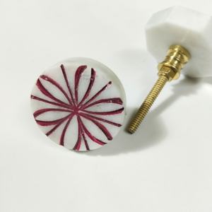 ลูกบิดประตูหินหินอ่อนธรรมชาติรูปดอกไม้สลักเป็นโลหะมือจับเฟอร์นิเจอร์ห้องครัวและลูกบิดลิ้นชักตู้ - Product Image 3