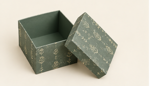 Ensemble de boîtes rigides vintage NOIR-VERT avec motif floral doré, 5 tailles, couvercle carré, organisateur aseptique jetable - Product Image 5