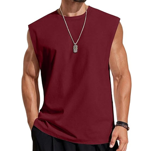 เสื้อยืดแขนกุดผู้ชายสำหรับฤดูร้อนแบบครอส-บอร์เดอร์ ดีไซน์ทันสมัย สวมใส่สบาย ทรงหลวม สีพื้น น้ำหนักเบา - Product Image 1