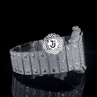 Montre mécanique de luxe en acier inoxydable entièrement sertie de moissanite, fabrication indienne, idéale pour les fêtes, les affaires, le quotidien et la mode – En promotion