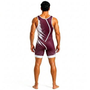 Combinaison de lutte pour hommes, imprimé numérique, respirante, durable, légère, séchage rapide, spandex, polyester, vêtements de sport ajustés - Product Image 2