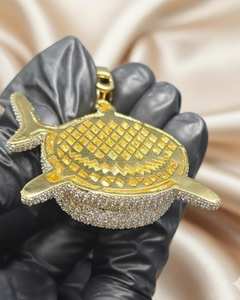 จี้รูปฉลามประดับเพชรโมอิสซาไนต์ VVS แบบ Iced-Out ชุบทองสองสี เงินแท้ 925 สไตล์หรูหรา ฮิปฮอป บลิงค์ แฟชั่นสำหรับงานปาร์ตี้ - Product Image 3