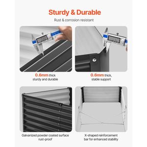 Aiuola Rialzata Grande da Esterno in Metallo Zincato 6 x 3 x 1,5 piedi, Vaso per Piante con Fondo Aperto per Giardino - Product Image 3