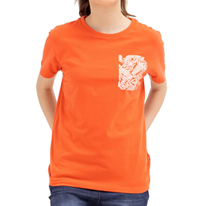 เสื้อยืดคอกลมสีส้มสำหรับผู้หญิง แขนสั้น ลายดอกไม้ สไตล์ลำลอง ผ้าเจอร์ซีย์เนื้อฝ้าย 100% ระบายอากาศได้ดี เหมาะสำหรับใส่ในฤดูใบไม้ผลิและฤดูร้อน - Product Image 1