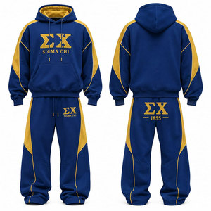 Ensemble de survêtement unisexe Sigma Chi 1913 crème et or avec sweat à capuche et pantalon décontracté à cordon de serrage, poches et imprimé lettres - Product Image 4
