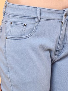 <b>Boot</b> Cut Mid Waist Stretch Denim Jeans Black Blue Vintage Ripped Eco-Friendly Washable - Product Image 5