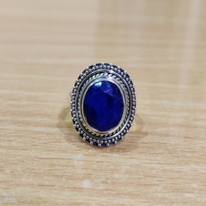Blue Lapis Stone Vintage Sterling Silver Gemstone <b>Ring</b> Engagement Wedding Handcrafted <b>Indian</b> Unisex Jewelry - Product Image 2