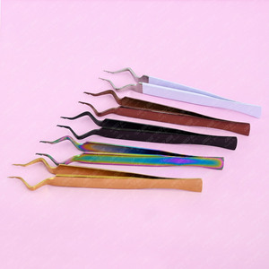 Pinzas de pestañas de aislamiento ligeras de acero inoxidable a granel, mordaza de apertura para aplicación de extensión de pestañas, pinzas de pestañas individuales - Product Image 1