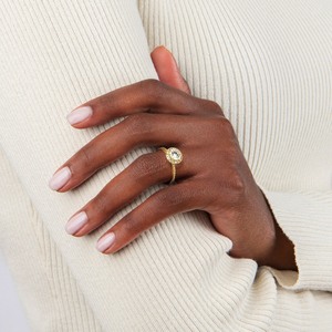 Elegant Gold Ring Sparkling Diamond Style Stone Romantic Engagement Bridal Wedding Jewelry <b>Present</b> - Product Image 3