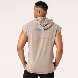Haut de sport sans manches pour homme avec capuche ajustable, en coton respirant, idéal pour l'entraînement, la course et le fitness - Product Image 2