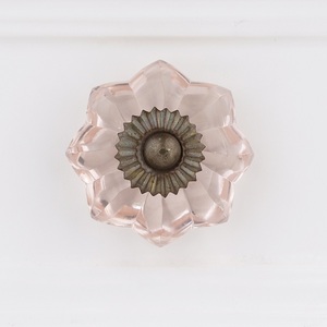 Wholesale Handmade <b>Pink</b> Glass Cabinet <b>Knobs</b> <b>Drawer</b> Pulls Marigold Flower Design for Bedroom Kitchen Contemporary Furniture - Product Image 2