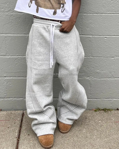 High Quality Blank Baggy Wide Leg Trousers Men Joggers Custom Y2k <b>Cargo</b> Oversized Stacked <b>Pants</b> Flared Sweatpants Casual - Product Image 2