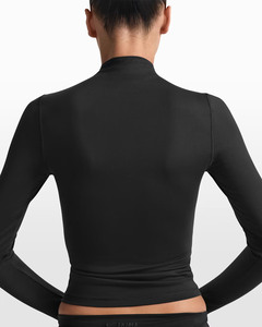 Women's <b>Black</b> <b>Turtleneck</b> Long Sleeve Zipper Knitted Spandex Polyester Minimalist Solid Color Breathable Slim Fit Summer - Product Image 6