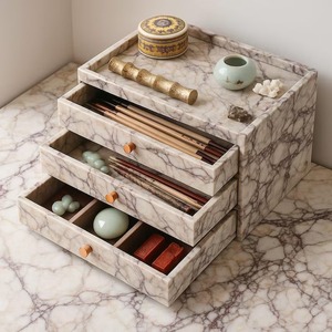 Boîte décorative en résine artisanale indienne, boîte à bijoux en résine, boîte à motifs - Product Image 1