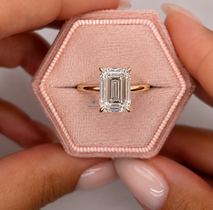 Customizable Emerald Cut 1ct-3ct Solid Yellow Gold 14K 18K IGI Certified CVD HPHT Lab Diamond <b>Rings</b> for Women Engagement Wedding - Product Image 4