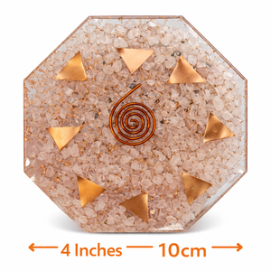 10 Cm Handmade Rose <b>Quartz</b> Orgonite <b>Plate</b> With Copper Spiral Octagon Reiki Chakra Healing Crystal Decor Orgone Coaster Gift - Product Image 2