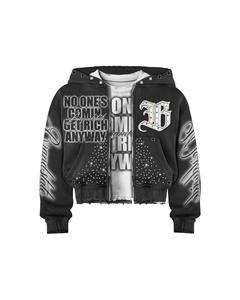 Multi Color Rhinestone <b>Zip</b> <b>Up</b> Hoodie & Pants Set | Oversized Streetwear Tracksuit| OEM Private Label Manufacturer - Product Image 4