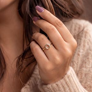 Bague Solitaire Octogonale Minimaliste en Or Massif 10k 14k 18k avec Diamant de Laboratoire Sertie Clos, Bague de Fiançailles en Gros - Product Image 6