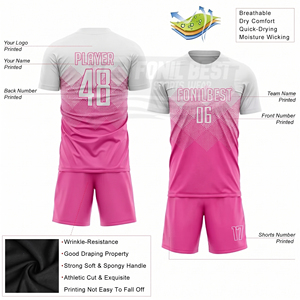 Maillot de football personnalisé sublimé unisexe à manches courtes, anti-transpiration, rayé, en polyester, col rond, pour adulte, toutes saisons - Product Image 4