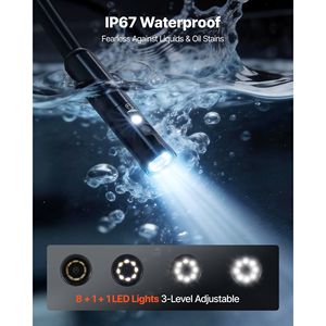 Endoscopio Industrial con Pantalla IPS HD de 4.5 Pulgadas, Triple Lente, 8+2 Luces, Zoom 8X, Cámara Boroscópica Impermeable IP67 para Inspección - Product Image 6