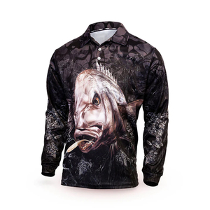 เสื้อโปโลชาย แห้งเร็ว ระบายอากาศ ป้องกันรังสียูวี ติดกระดุม แขนยาว ปรับแต่งได้ สำหรับตกปลา UPF 50 - Product Image 1