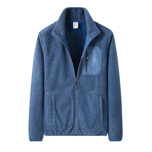Chaqueta de lana con cremallera para hombre, cuello alto, forro sherpa, abrigo de invierno - Product Image 5