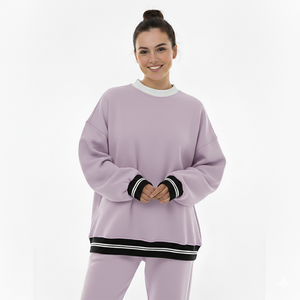 Sweat-shirt à col roulé oversize pour femme, gris, avec broderie de lettres Alaska, manches longues, en coton tricoté, collection automne 2026 – Top 10 - Product Image 2