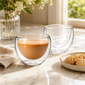 Tasse en verre borosilicate double paroi 220 ml faite à la main, sans plomb, isolée, pour café, thé, latte, expresso, réutilisable, en gros - Product Image 5